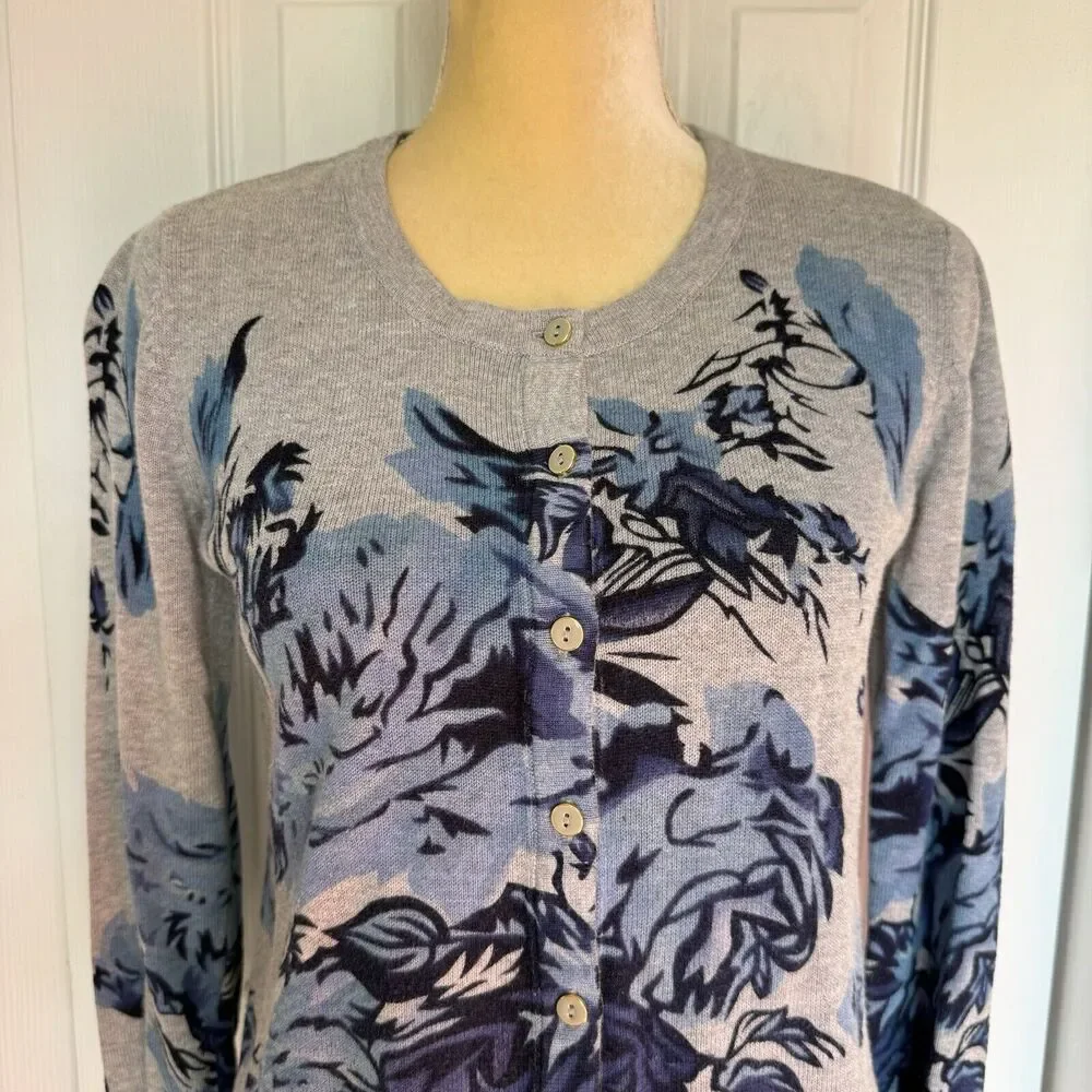 Basic Edition Women's Sweater Cardigan Small Floral